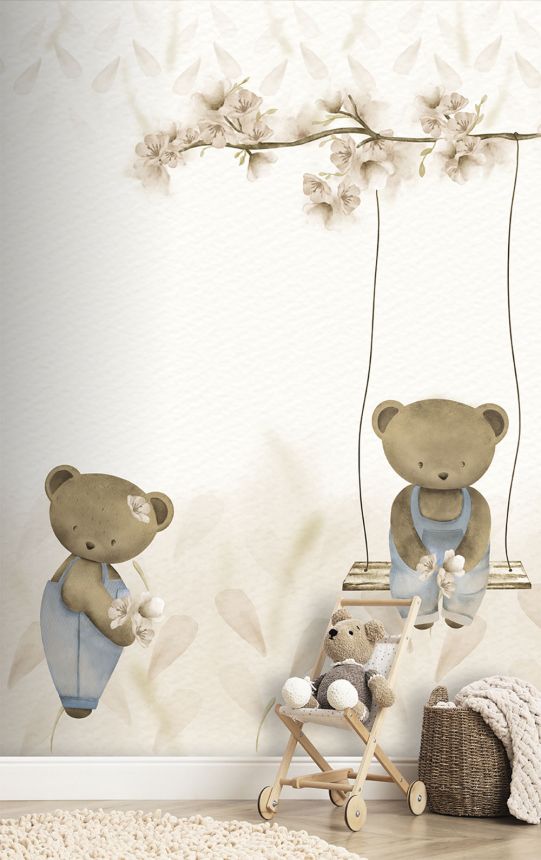 Gyermek vlies poszter tapéta, bézs, mackók, CW6127-2, Cute Walls, Decoprint