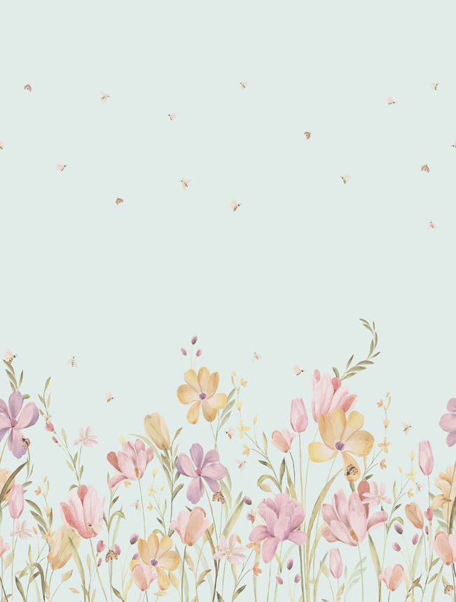 Vlies poszter tapéta, kék, virágok, CW6129-2, Cute Walls, Decoprint