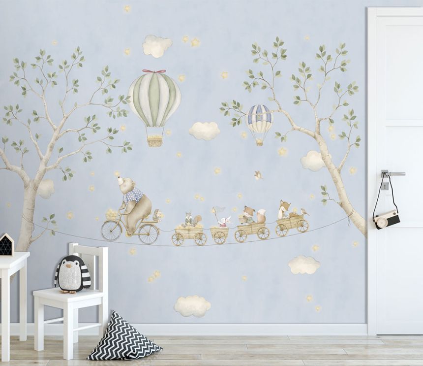 Gyermek vlies poszter tapéta, kék, állatok, CW6138-1, Cute Walls, Decoprint