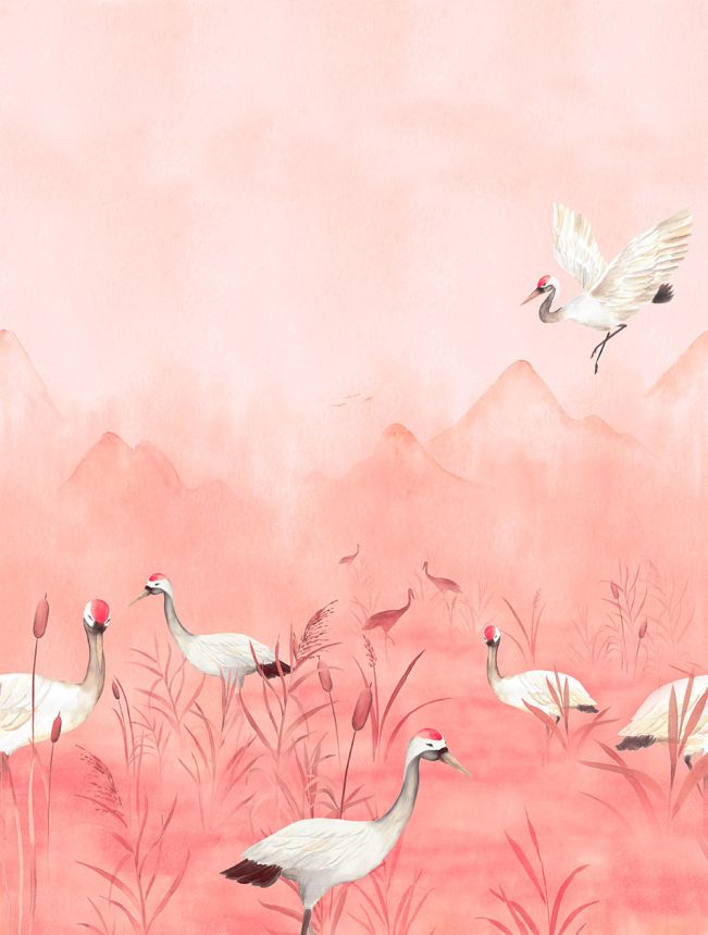 Vlies poszter tapéta, rózsaszín, gémek, CW6050-1, Cute Walls, Decoprint