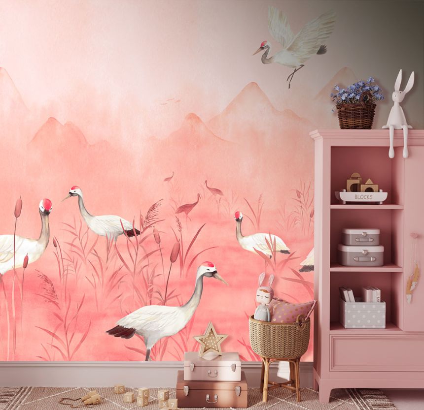 Vlies poszter tapéta, rózsaszín, gémek, CW6050-1, Cute Walls, Decoprint