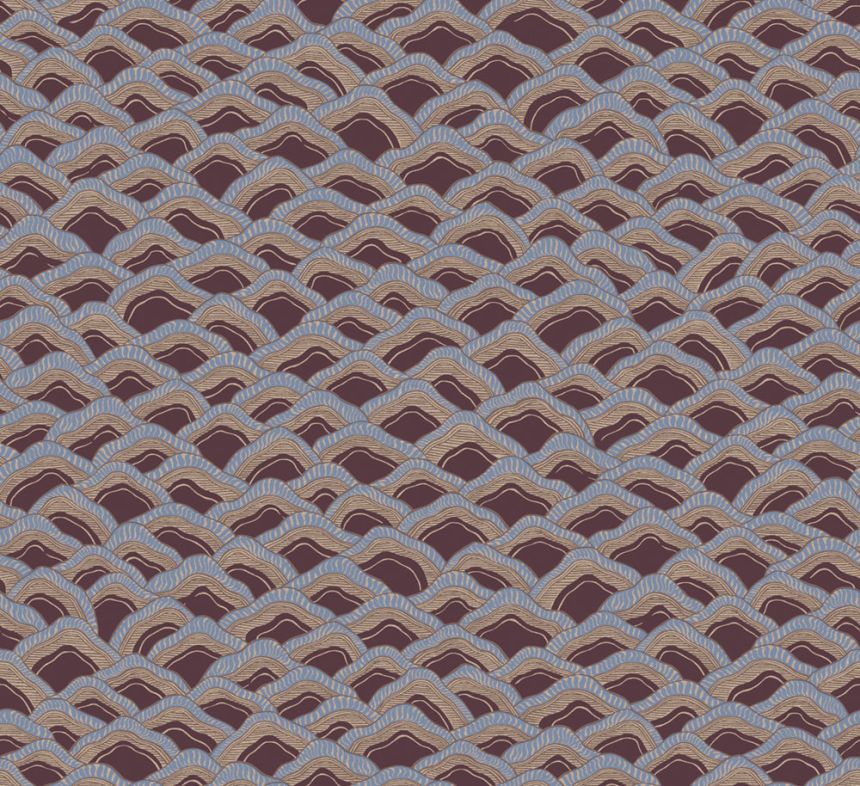 Vlies tapéta, bordó-kék, tájkép, RHA304, Rhapsody, Masureel