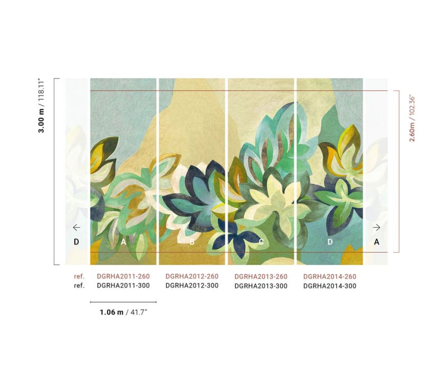 Vlies poszter tapéta, zöld, virágok, DGRHA2014-300, Rhapsody, Masureel