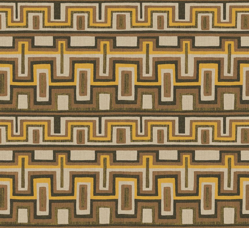 Geometrikus vlies tapéta, barna, etno, AMA002, Amani, Masureel