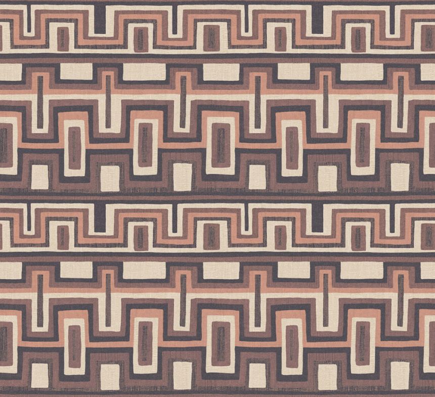 Geometrikus vlies tapéta, fekete-barna, etno, AMA004, Amani, Masureel