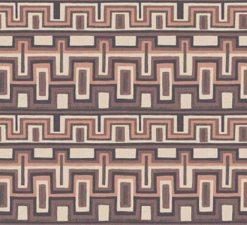 Geometrikus vlies tapéta, fekete-barna, etno, AMA004, Amani, Masureel