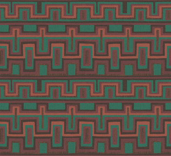 Geometrikus vlies tapéta, barna-zöld, etno, AMA005, Amani, Masureel