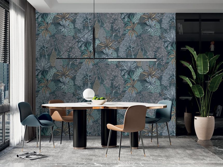 Vlies poszter tapéta, kék, levelek, FW4003-4, Feature Walls, Decoprint