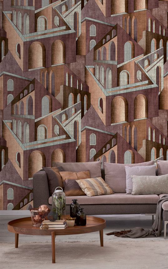Grafikus vlies poszter tapéta, bordó, FW4013-9, Feature Walls, Decoprint