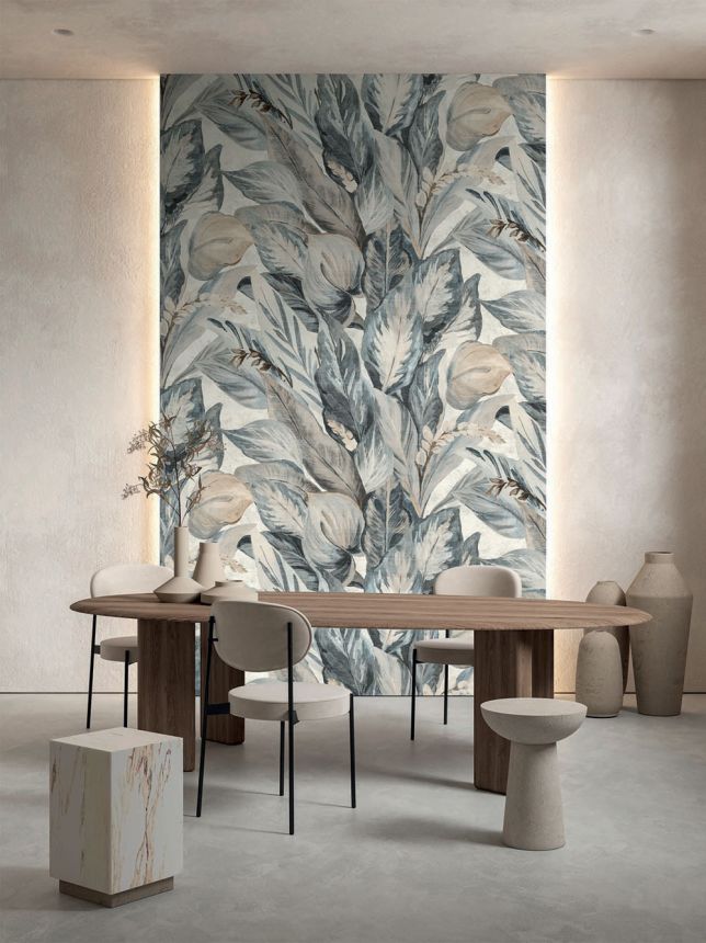 Vlies poszter tapéta, szürke-bézs, levelek, FW4016-6, Feature Walls, Decoprint