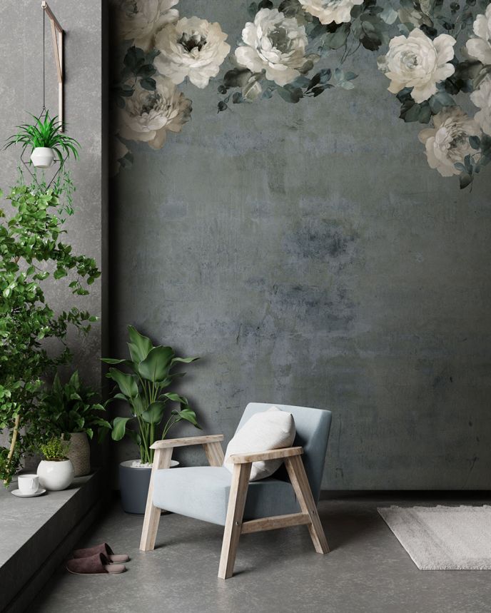 Vlies poszter tapéta, kék-zöld, virágok, FW4023-6, Feature Walls, Decoprint
