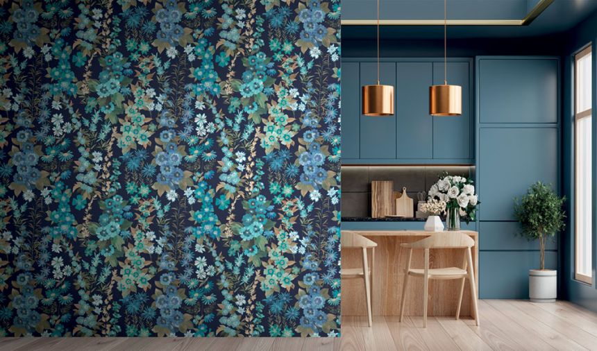 Vlies poszter tapéta, kék, virágok, FW4025-1, Feature Walls, Decoprint