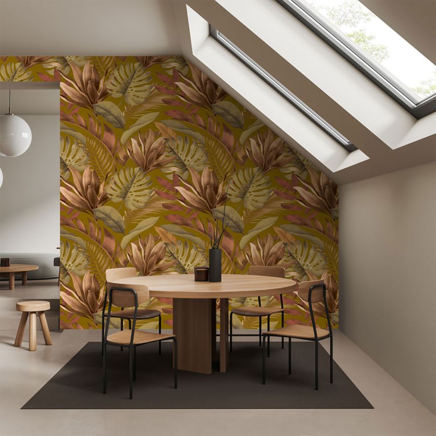 Vlies poszter tapéta, barna, levelek, FW4059-3, Feature Walls, Decoprint