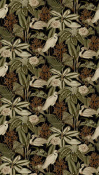 Vlies poszter tapéta, fekete, madarak, levelek, FW4061-1, Feature Walls, Decoprint