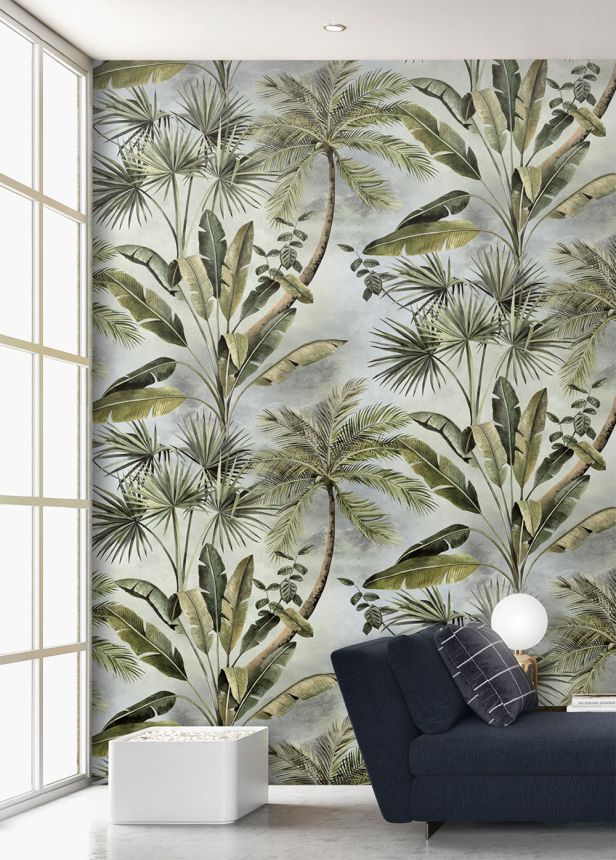 Vlies poszter tapéta, szürke-zöld, pálmafák, FW4030-1, Feature Walls, Decoprint