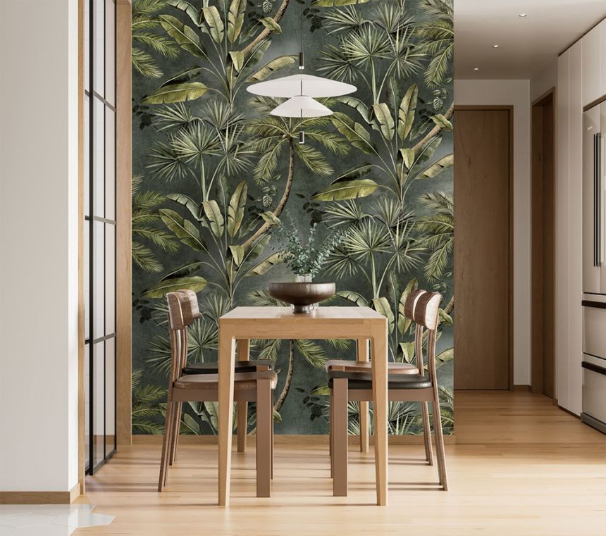 Vlies poszter tapéta, szürke-zöld, pálmafák, FW4030-2, Feature Walls, Decoprint