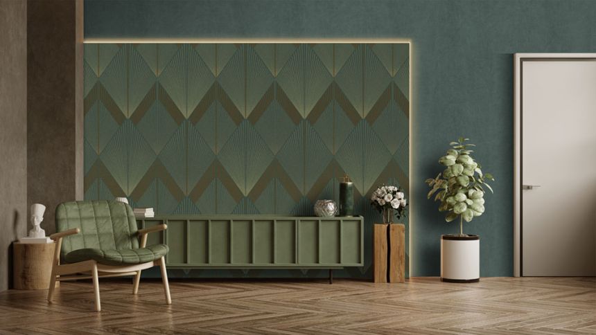 Geometrikus vlies poszter tapéta, zöld, FW4035-3, Feature Walls, Decoprint