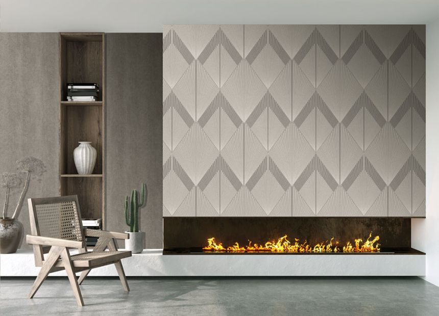 Geometrikus vlies poszter tapéta, szürke-bézs, FW4035-5, Feature Walls, Decoprint