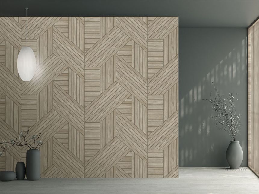 Vlies poszter tapéta, bézs, fautánzat, lécek, FW4036-1, Feature Walls, Decoprint