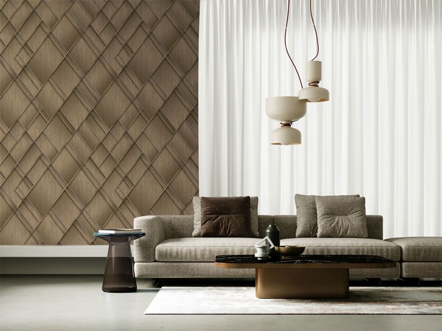 Geometrikus vlies poszter tapéta, barna, FW4037-3, Feature Walls, Decoprint