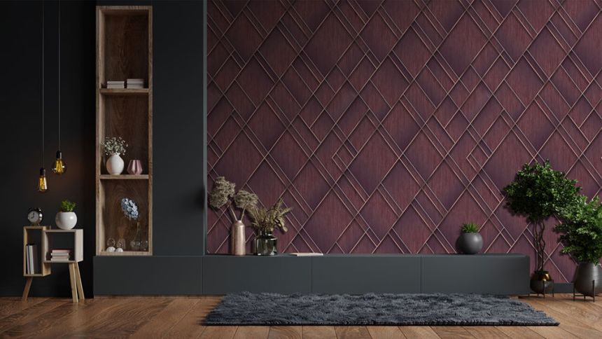 Geometrikus vlies poszter tapéta, bordó, FW4037-4, Feature Walls, Decoprint