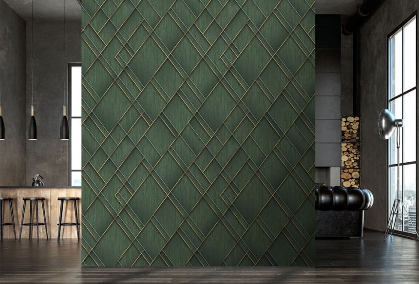 Geometrikus vlies poszter tapéta, zöld, FW4037-5, Feature Walls, Decoprint
