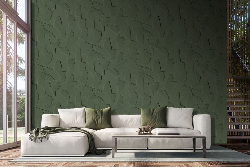 Geometrikus vlies poszter tapéta, 3D, zöld, FW4042-3, Feature Walls, Decoprint