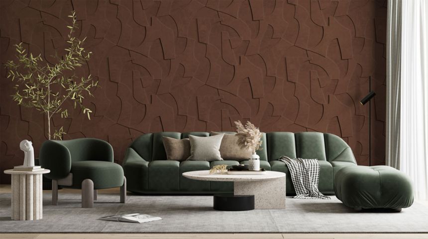 Geometrikus vlies poszter tapéta, 3D, barna, FW4042-4, Feature Walls, Decoprint