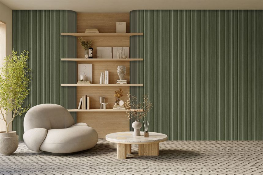 Vlies poszter tapéta, lécek 3D-s utánzata, zöld, FW4043-4, Feature Walls, Decoprint