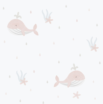 Gyerek vlies tapéta, rózsaszín, bálnák, 281-1, Enzo,  ICH Wallcoverings