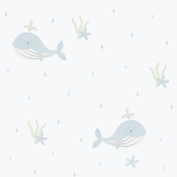 Gyerek vlies tapéta, kék, bálnák, 281-2, Enzo,  ICH Wallcoverings