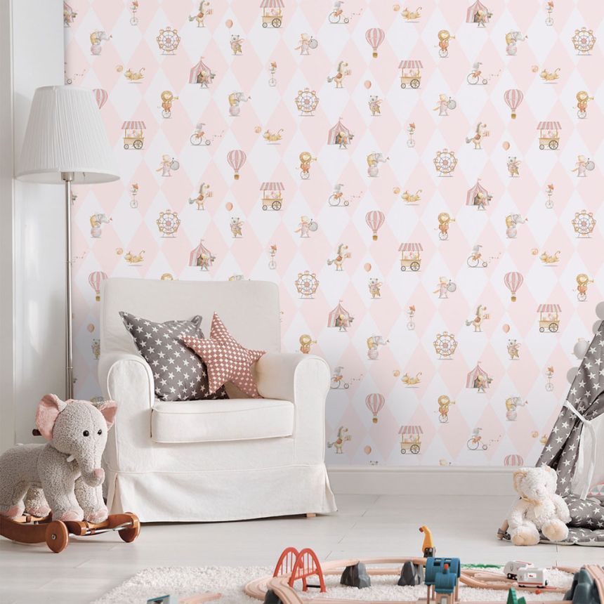 Gyerek vlies tapéta, rózsaszín, állatok, 282-1, Enzo,  ICH Wallcoverings