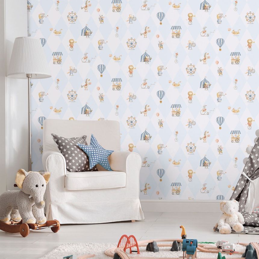 Gyerek vlies tapéta, kék, állatok, 282-2, Enzo,  ICH Wallcoverings