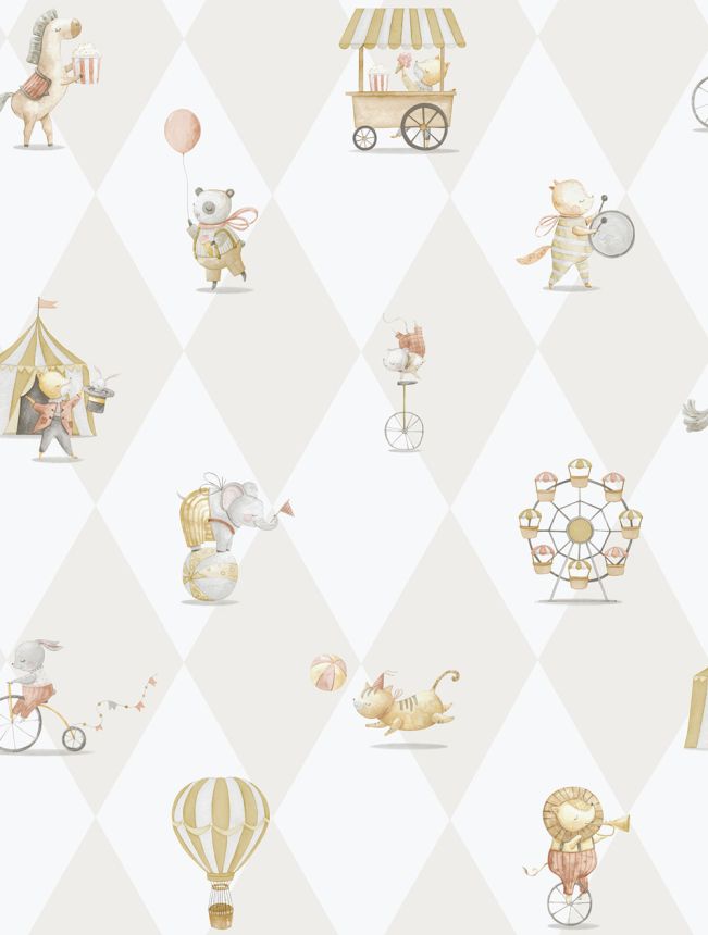 Gyerek vlies tapéta, szürke-bézs, állatok, 282-3, Enzo,  ICH Wallcoverings