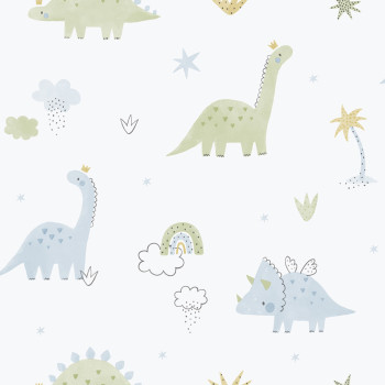 Gyerek vlies tapéta, kék-zöld, dinoszauruszok, 283-2, Enzo,  ICH Wallcoverings