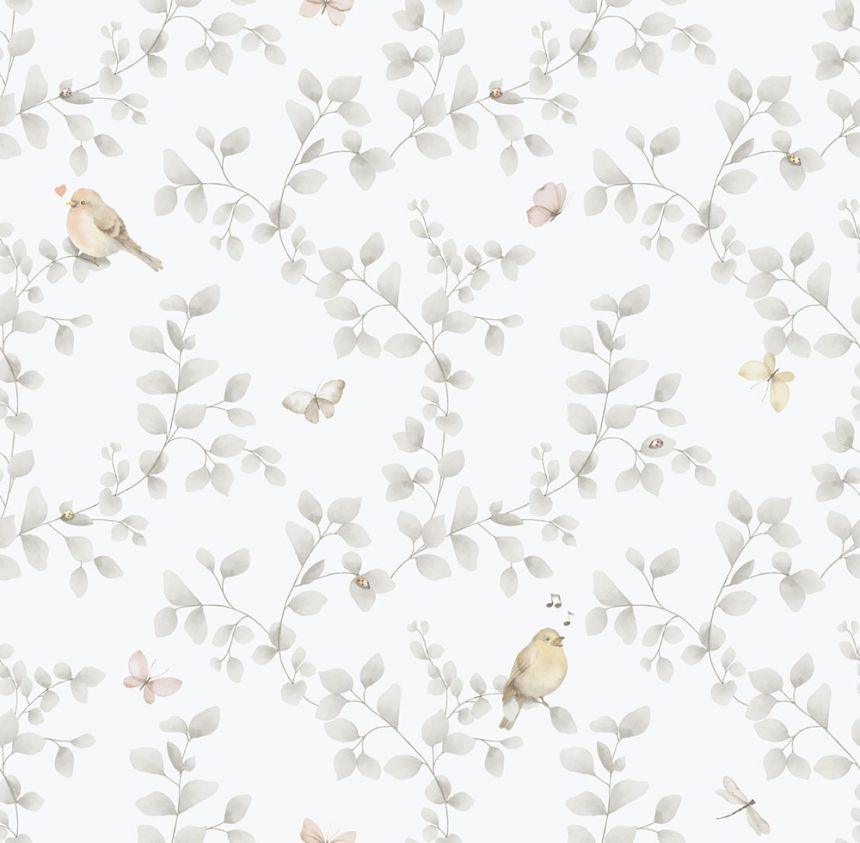 Gyerek vlies tapéta, szürke, madarak, 284-2, Enzo,  ICH Wallcoverings