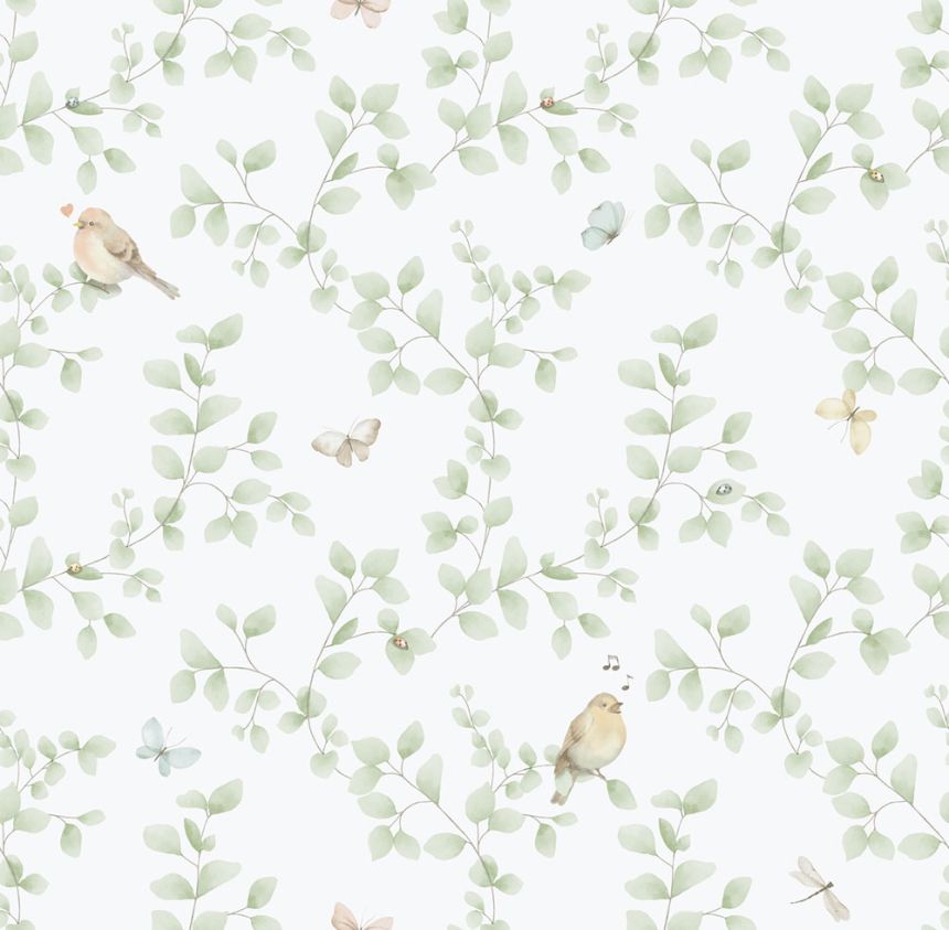 Gyerek vlies tapéta, zöld, madarak, 284-3, Enzo,  ICH Wallcoverings