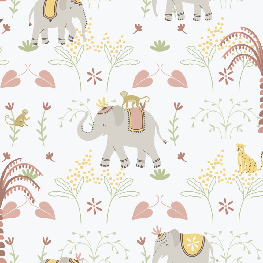 Gyerek vlies tapéta, szürke-rózsaszín, állatok, 285-4, Enzo,  ICH Wallcoverings