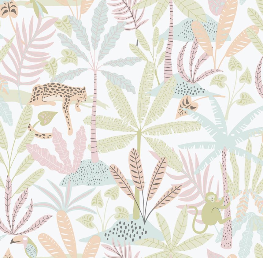 Gyerek vlies tapéta, rózsaszín, dzsungel, 286-1, Enzo,  ICH Wallcoverings