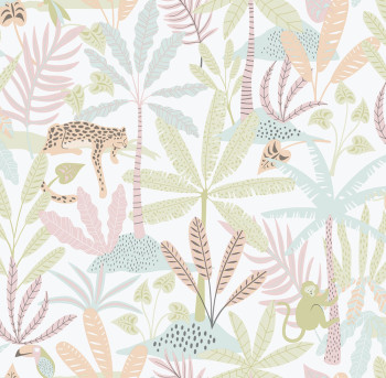 Gyerek vlies tapéta, rózsaszín, dzsungel, 286-1, Enzo,  ICH Wallcoverings