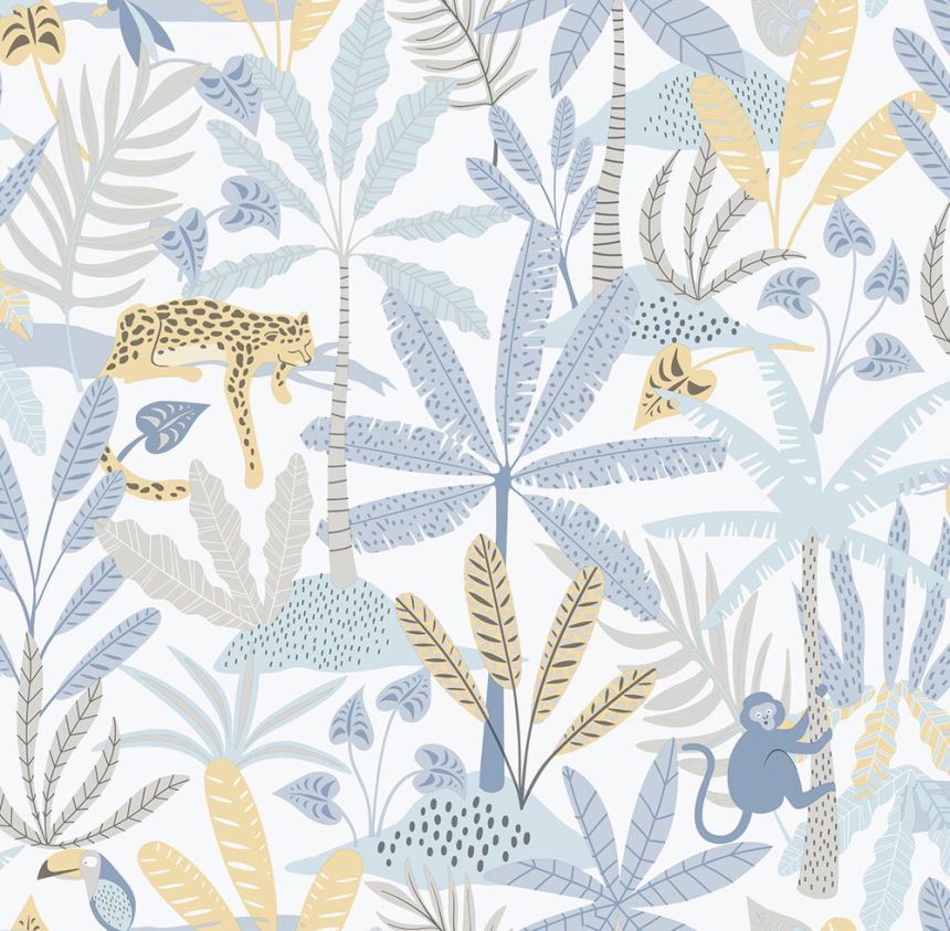 Gyerek vlies tapéta, kék, dzsungel, 286-2, Enzo,  ICH Wallcoverings