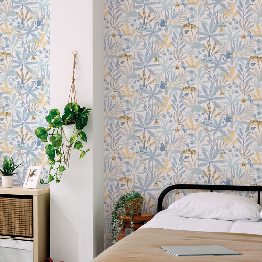 Gyerek vlies tapéta, kék, dzsungel, 286-2, Enzo,  ICH Wallcoverings