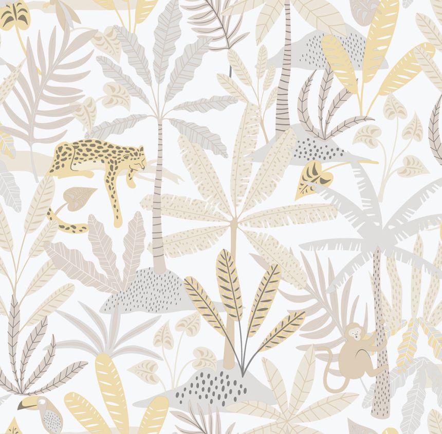 Gyerek vlies tapéta, szürke-bézs, dzsungel, 286-3, Enzo,  ICH Wallcoverings