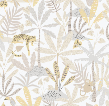 Gyerek vlies tapéta, szürke-bézs, dzsungel, 286-3, Enzo,  ICH Wallcoverings