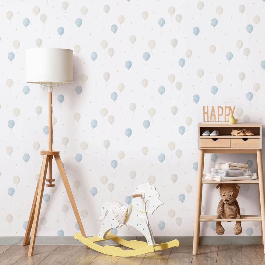 Gyerek vlies tapéta, kék, lufi, 287-2, Enzo,  ICH Wallcoverings