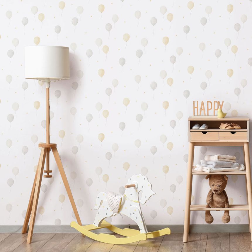 Gyerek vlies tapéta, szürke-bézs, lufi, 287-3, Enzo,  ICH Wallcoverings
