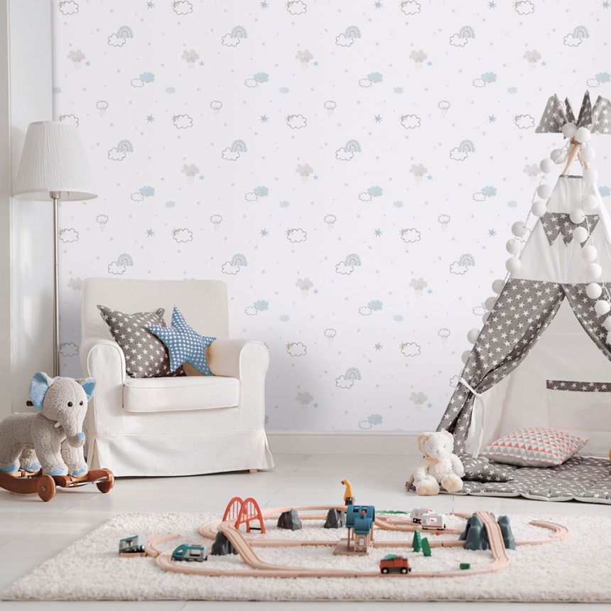 Gyerek vlies tapéta, kék, felhők, 288-2, Enzo,  ICH Wallcoverings