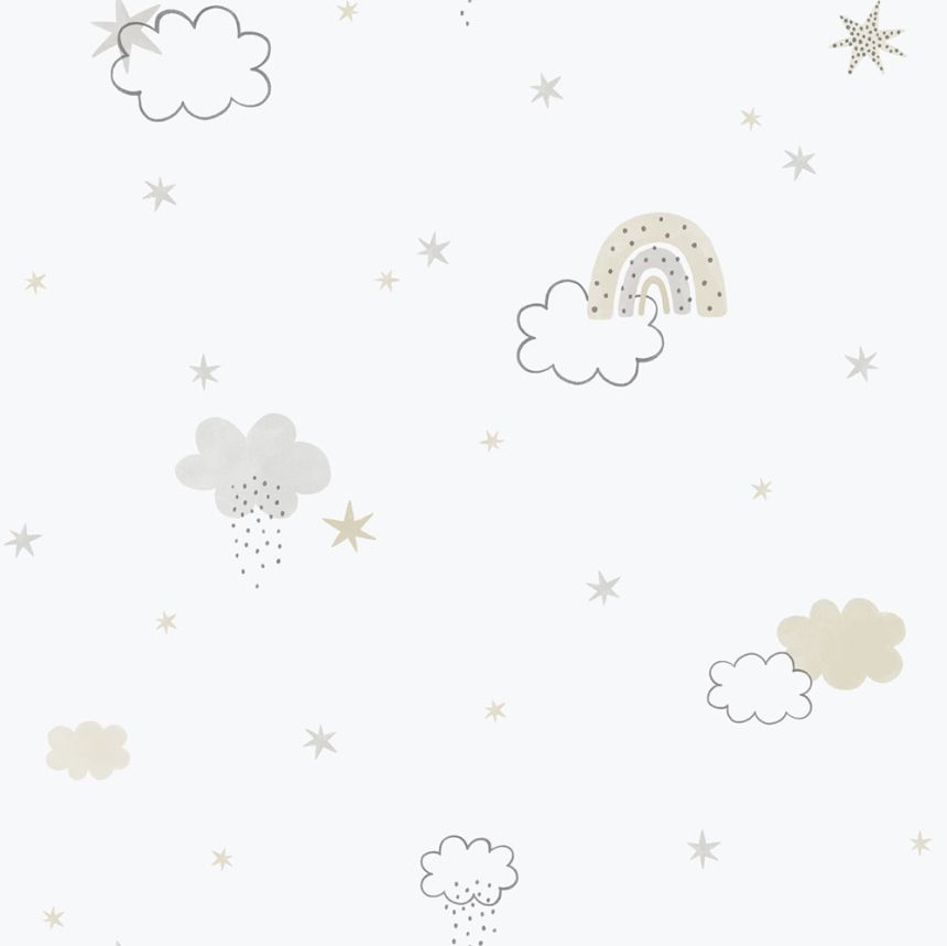Gyerek vlies tapéta, szürke-bézs, felhők, 288-3, Enzo,  ICH Wallcoverings