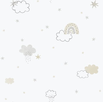 Gyerek vlies tapéta, szürke-bézs, felhők, 288-3, Enzo,  ICH Wallcoverings