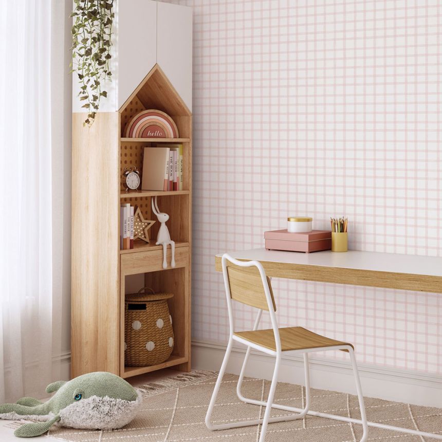 Geometrikus vlies tapéta, rózsaszín, kockás, 290-1, Enzo,  ICH Wallcoverings